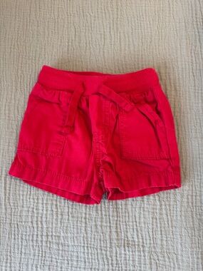 Toddler Girls' Bright Red Pull-On Cotton Shorts with Drawstring